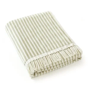 Serviette de plage à rayures en 100% coton - ultra douce et absorbante - Baléares Vert - 90 x 180 cm*Maison Héritage Fashion