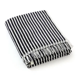 Serviette de plage à rayures en 100% coton - ultra douce et absorbante - Cuba blue foncé - 90 x 180 cm*Chevignon Discount