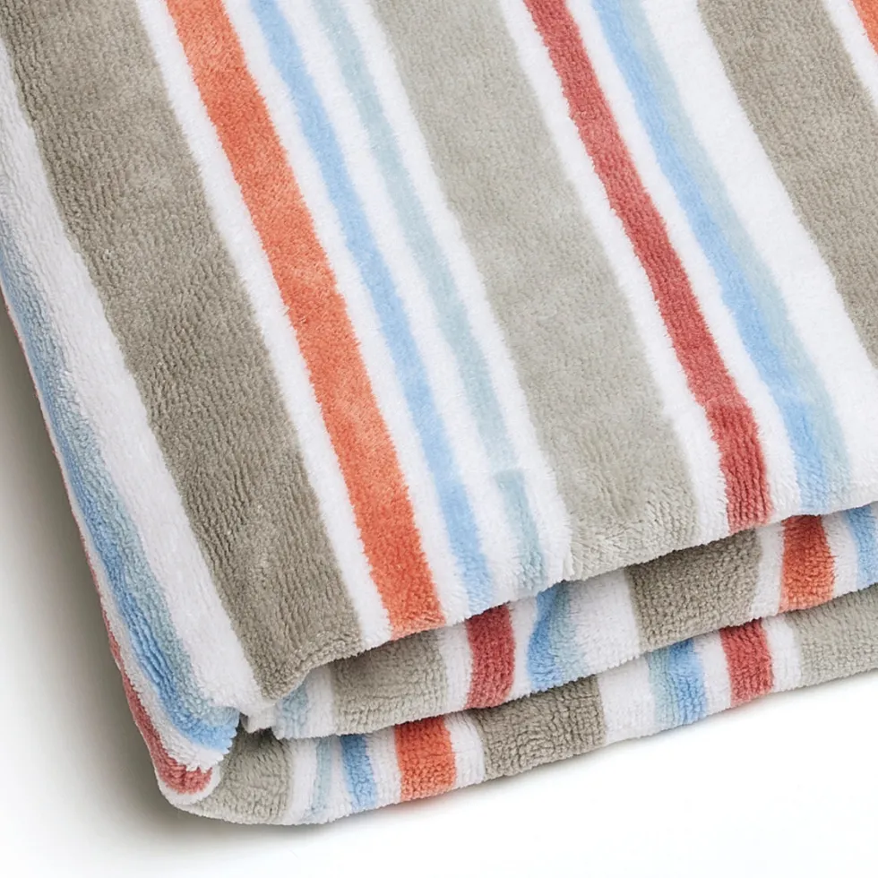 serviette_de_plage__rayur_1-16.webp Serviette de plage à rayures en 100% coton - ultra douce et absorbante - Multico rouge - 100 x 180 cm*Chevignon Best