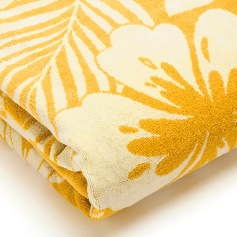 serviette_de_plage_hibisc_1-1.webp Serviette de plage Hibiscus Jaune - 90 x 180 cm*Cacharel Hot