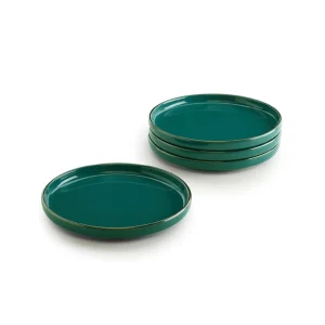 Set de 4 assiettes à dessert avec relief - Vert foncé*Sauter Hot
