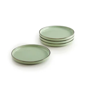 Set de 4 assiettes à dessert avec relief - Vert foncé*Brandt Clearance