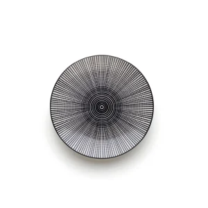 Set de 4 assiettes à dessert avec relief - Blanc / Noir*Sauter Discount