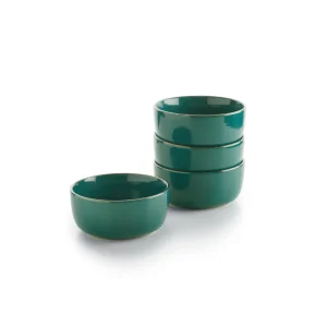 Set de 4 assiettes creuses avec relief - Vert foncé*Sauter Sale