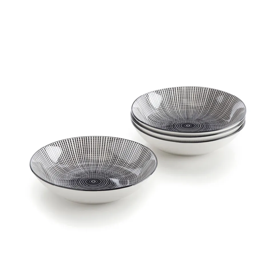 set_de__assiettes_creuses_0-3.webp Set de 4 assiettes creuses avec relief - Blanc / Noir*Sauter Outlet