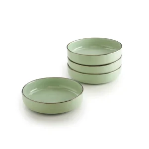 Set de 4 assiettes creuses avec relief - Vert foncé*Brandt New