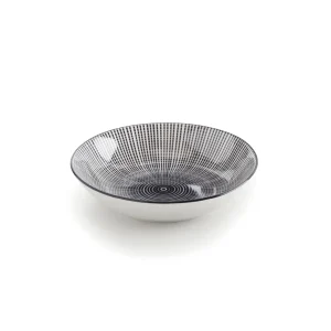 Set de 4 assiettes creuses avec relief - Blanc / Noir*Sauter Outlet