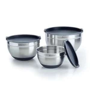 Set de 3 bols à mélanger en acier inoxydable avec couvercles – 16 + 20 + 24 cm*Sauter Clearance