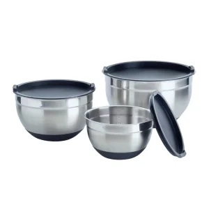 Set de 3 bols à mélanger en acier inoxydable avec couvercles – 16 + 20 + 24 cm*Kalorik Clearance