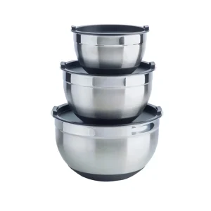 Set de 3 bols à mélanger en acier inoxydable avec couvercles – 16 + 20 + 24 cm*Kalorik Clearance