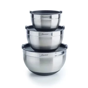 Set de 3 bols à mélanger en acier inoxydable avec couvercles – 16 + 20 + 24 cm*Sauter Clearance