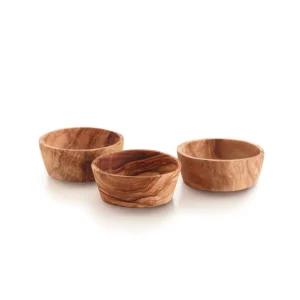 Set de 3 bols en bois d'olivier faits à la main*Brandt Discount