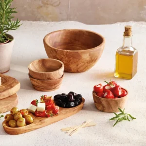Set de 3 bols en bois d'olivier faits à la main*Brandt Discount