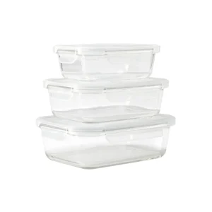 Set de 3 boîtes alimentaires en verre avec couvercles hermétiques – 0.6l + 1l + 1.5L*Kalorik Outlet