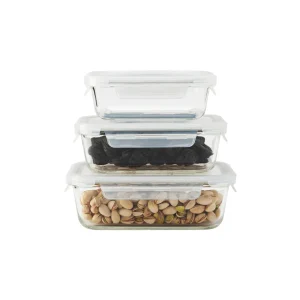 Set de 3 boîtes alimentaires en verre avec couvercles hermétiques – 0.6l + 1l + 1.5L*Kalorik Outlet