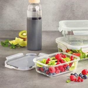 Set de 5 boîtes alimentaires en verre avec couvercles hermétiques - 0.32 L + 0.8 L + 0.37 L + 0.64 L + 1.05 L*Brandt Best
