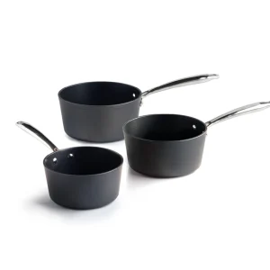 Set de 3 casseroles Alux Pro - en aluminium forgé et acier inoxydable - 16 + 18 + 20 cm - Noir*Sauter Discount