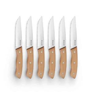 Set de 6 couteaux à steak avec manches en bois de pakka*Brandt Best