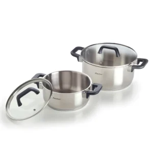 Set de 2 faitouts avec couvercles Qulinox - Triple fond - acier inoxydable - Argenté*Sauter Outlet