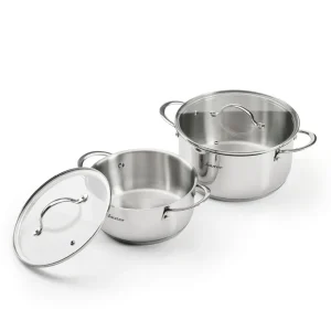 Set de 2 faitouts avec couvercles Qulinox Pro - Triple fond - acier inoxydable - 20 + 24 cm - Argenté*Sauter Best