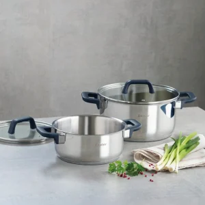 Set de 2 faitouts avec couvercles Qulinox - Triple fond - acier inoxydable - Argenté*Sauter Outlet