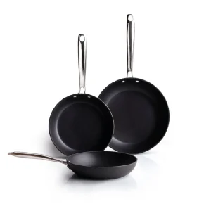 Set de 3 poêles Alux Pro - en aluminium forgé et acier inoxydable - 20 + 24 + 28 cm - Noir*Sauter Sale