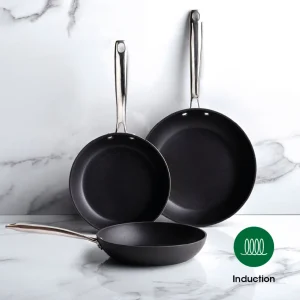 Set de 3 poêles Alux Pro - en aluminium forgé et acier inoxydable - 20 + 24 + 28 cm - Noir*Sauter Sale
