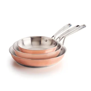 Set de 3 poêles Cuivrinox en acier inoxydable triply - 20 + 24 + 28 cm - Cuivre*Sauter Hot