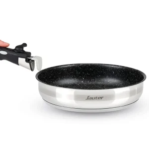 Set de 3 poêles en inox revêtement anti-adhérent avec poignée amovible*Sauter Outlet