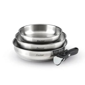 Set de 3 poêles en inox avec poignée amovible*Sauter Sale