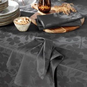 Set de 4 serviettes - tissé Jacquard - Petit Chênes gris foncé*Rodier Hot