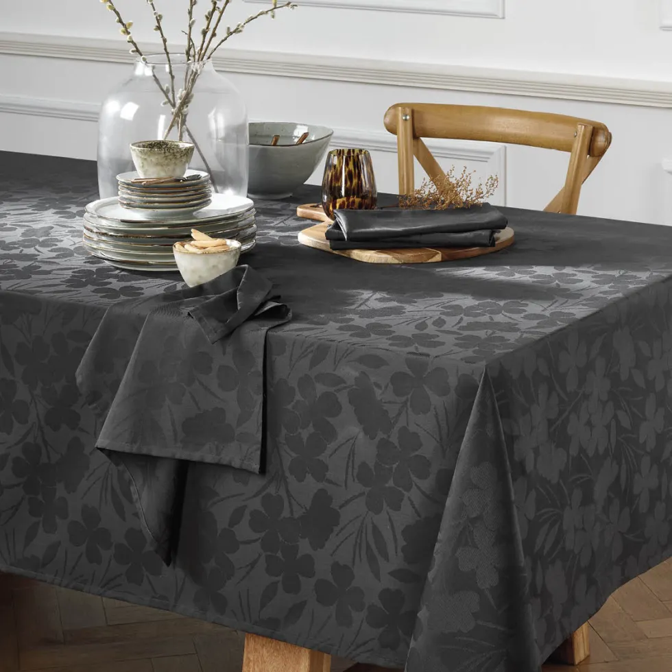 set_de__serviettes__tiss__1-6.webp Set de 4 serviettes - tissé Jacquard - Petites Fleurs Gris foncé*Cacharel Hot