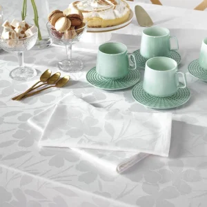 Set de 4 serviettes - tissé Jacquard - Petites Fleurs Blanc*Cacharel Sale