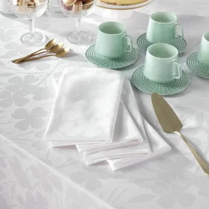 Set de 4 serviettes - tissé Jacquard - Petites Fleurs Blanc*Cacharel Sale