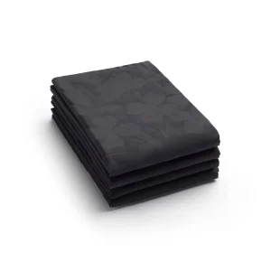 Set de 4 serviettes tissé Jacquard Fleurette - Gris foncé*Brandt Fashion