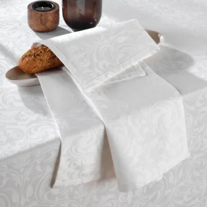 Set de 4 serviettes tissé Jacquard Fleurette - 50 x 50 cm - Blanc*Sauter Discount