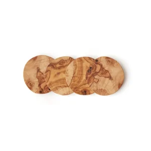 Set de 4 sous-verres en bois d’olivier faits à la main*Sauter Discount