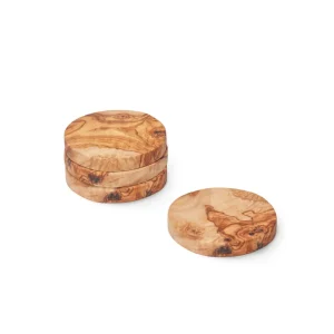 Set de 4 sous-verres en bois d’olivier faits à la main*Sauter Discount