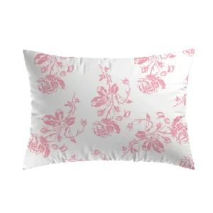 Set de 2 taies d'oreiller rectangulaires - lin / coton - 50x70 - Roses rose*Cacharel Online