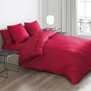 Set de 2 taies d'oreiller rectangulaires - 50x70 - Aurore Uni Rouge*Cacharel Online