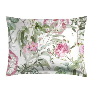 Set de 2 taies d'oreiller satin de coton Jardin de Roses Blanc - 50 x 70 cm*Cacharel Discount