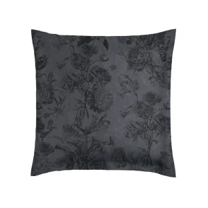 Set de 2 taies d'oreiller satin de coton - Flore noir/gris*Cacharel New