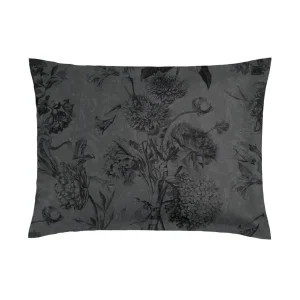 Set de 2 taies d'oreiller satin de coton - Flore noir/gris*Cacharel New