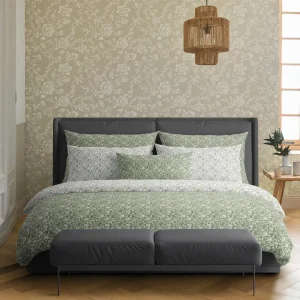 Set de 2 taies d'oreiller satin de coton - Parterre de Roses vert*Rodier Best