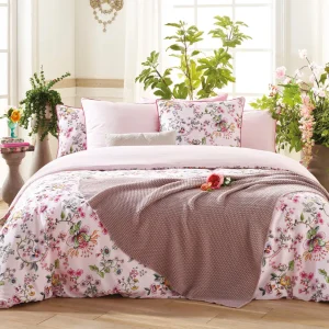 Set de 2 taies d'oreiller satin de coton Jardin Secret Rose Blush - 50 x 70 cm*Cacharel Hot