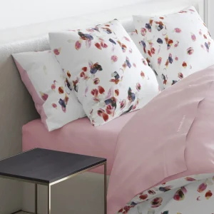 Set de 2 taies d'oreiller satin de coton - Aurore Blanc / Rose clair*Cacharel Sale