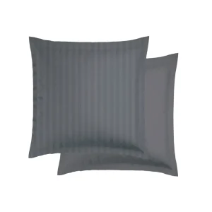 Set de 2 taies d'oreiller satin de coton - Rayure tissé Jacquard - Gris foncé*Chevignon Discount