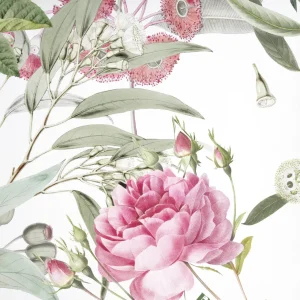 Set de 2 taies d'oreiller satin de coton Jardin de Roses Blanc - 50 x 70 cm*Cacharel Discount
