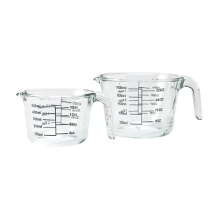 Set de 2 tasses à mesurer en verre résistantes à la température – avec anse – 500 ml + 1000 ml*Kalorik Discount