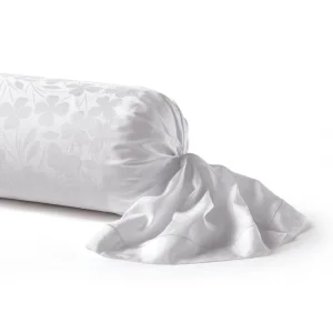 Taie de traversin - tissé Jacquard - Petites Fleurs blanc*Cacharel Clearance